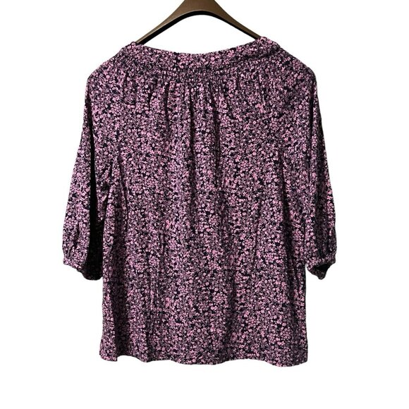 J Jill Top Size Measured Cotton Tencel Floral Keyhole Preppy Career Professional - Picture 2 of 9